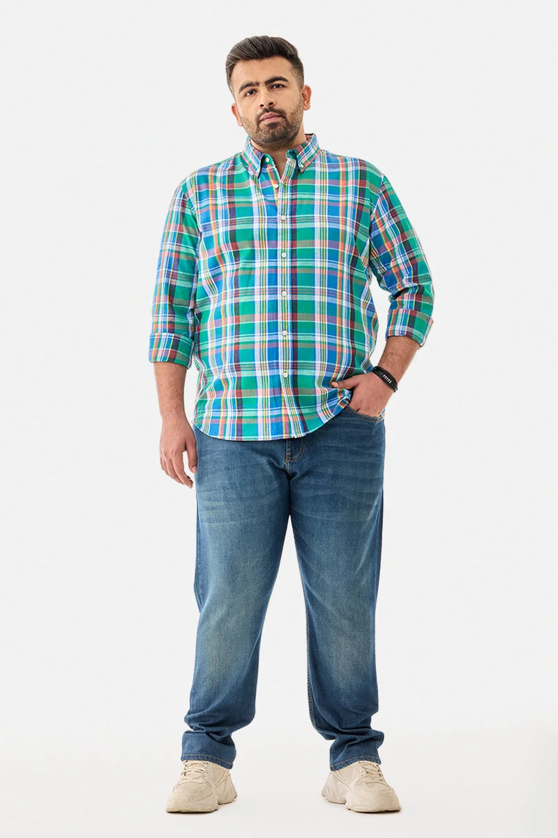 سنيتش Plaid Linen Blend Plus Size Shirt